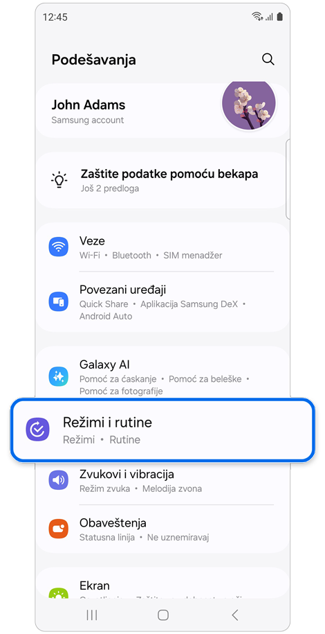 Podešavanja početnog ekrana.