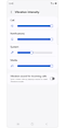 Vibration intensity settings screen.