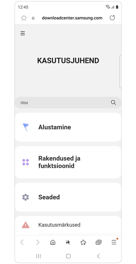 Digitaalses Kasutusjuhendis käsitletud teemade loetelu.
