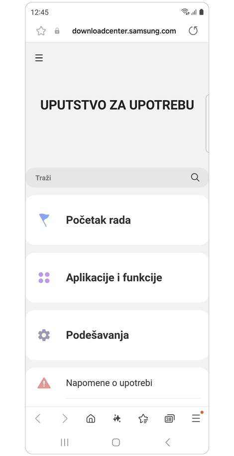 Lista tema obuhvaćenih u digitalnom korisničkom priručniku.