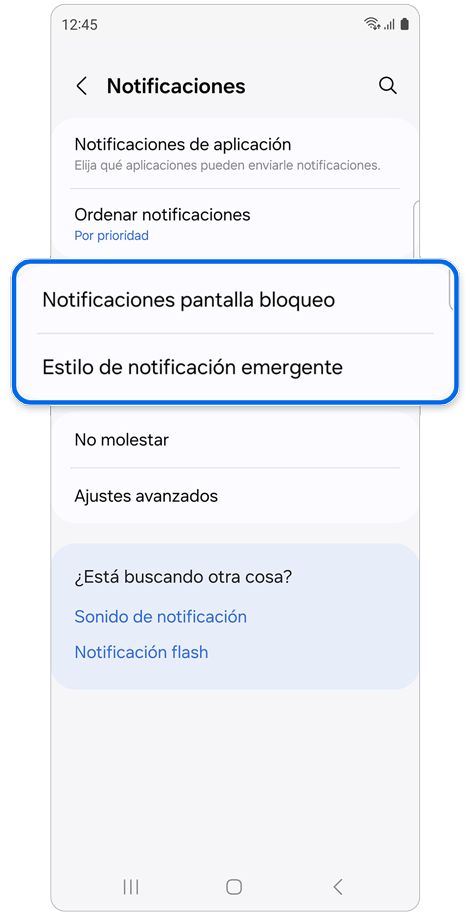 Pantalla de ajustes de notificaciones.