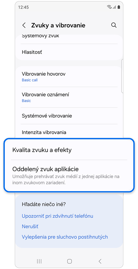 Nastavenia Zvuku a vibrovanie