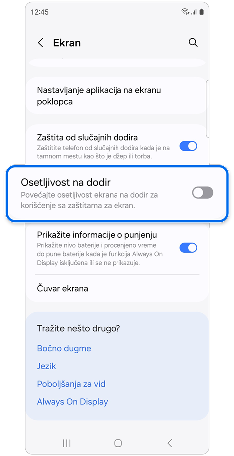 Prikaz postavki za Ekran