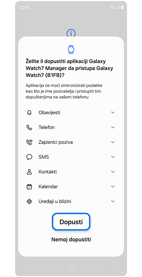 Dopusti pristup zaslonu.