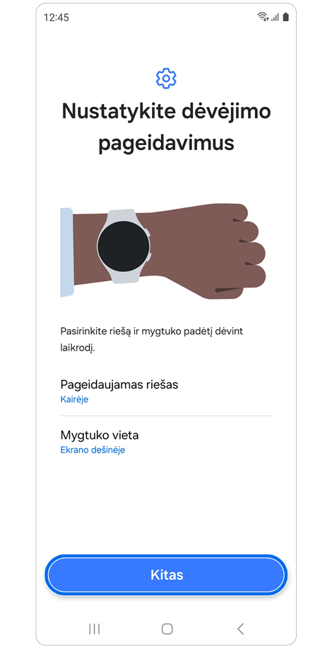 Dėvėjimo pageidavimų ekranas.