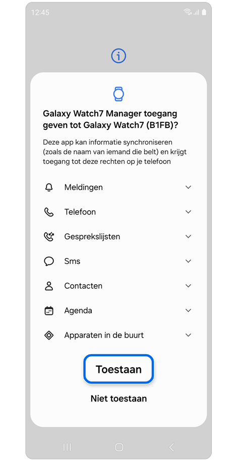 Scherm toegang toestaan.