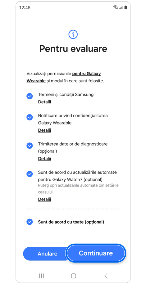 Ecranul de permisiuni