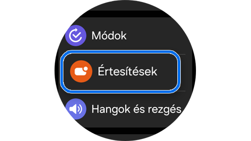 Beállítások kezdőképernyő.
