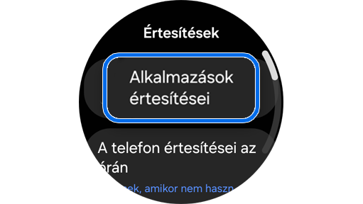 Értesítések kezdőképernyő.