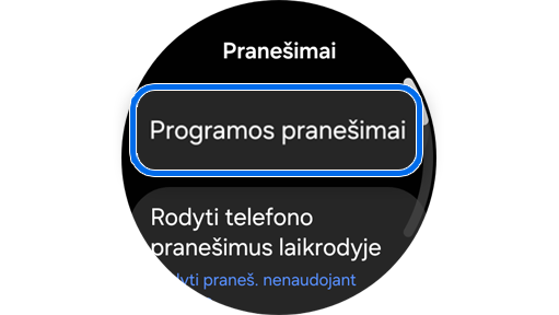 Pranešimų pradžios ekranas.