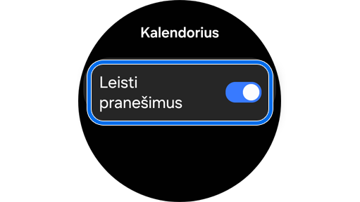 Kalendoriaus programos jungiklis, kuriuo įjungiami pranešimai.