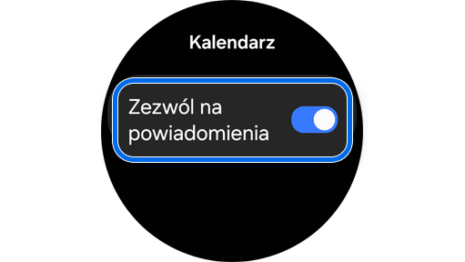 Aplikacja Kalendarz przełącz na włączenie powiadomień.