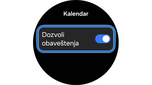 Aplikaciju za kalendar prebacite da omogućite obaveštenja.