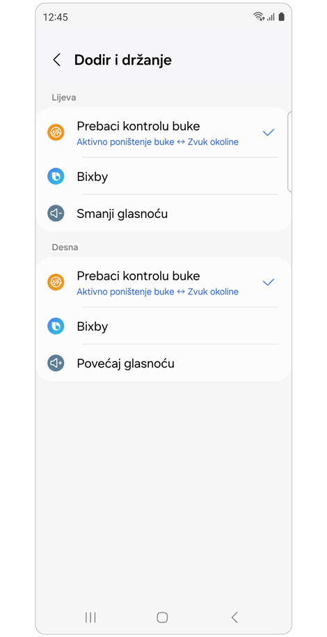 Pritisni i zadrži zaslon postavki
