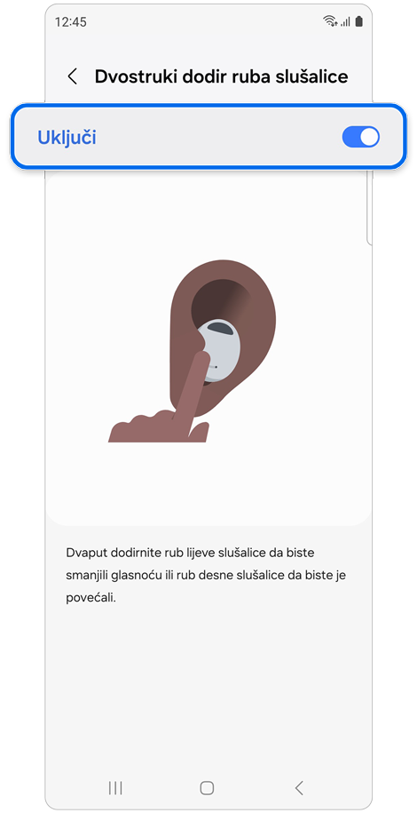 Dvaput dodirnite rub slušalice i njezin opis