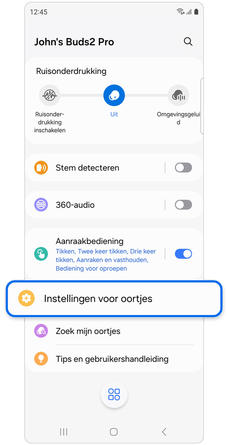 Galaxy Wearable startscherm