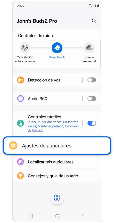 Pantalla de inicio de Galaxy Wearable