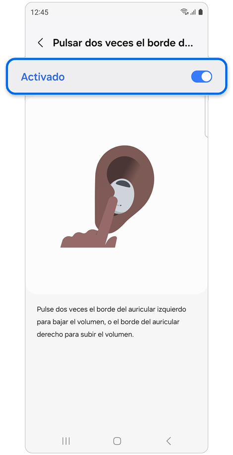 Pulsar dos veces el borde del auricular y su descripción
