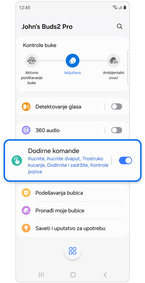 Galaxy Wearable početni ekran