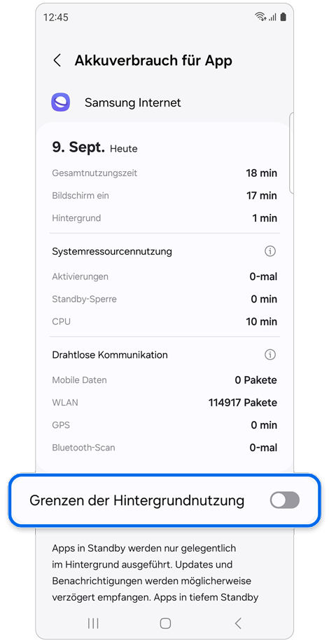 Informationen zum Akkuverbrauch