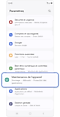 Écran du menu des paramètres d’un Samsung Galaxy.