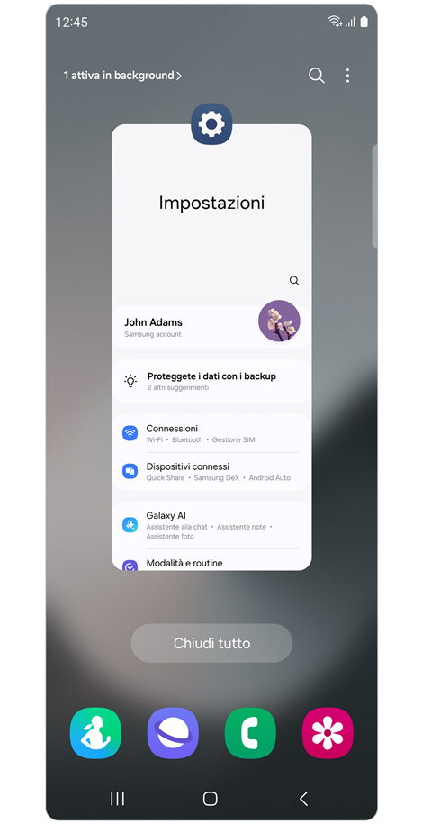 App aperte di recente.