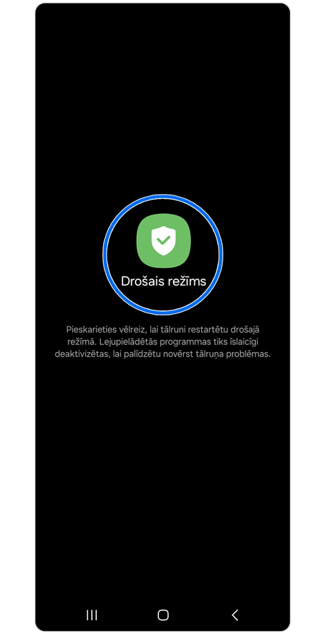 Ekrāns Drošais režīms.