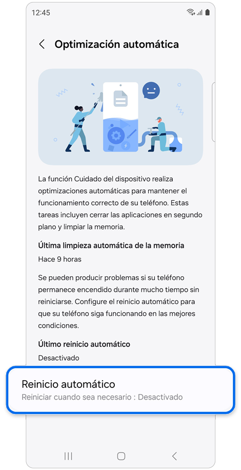 Ajustes de optimización automática.