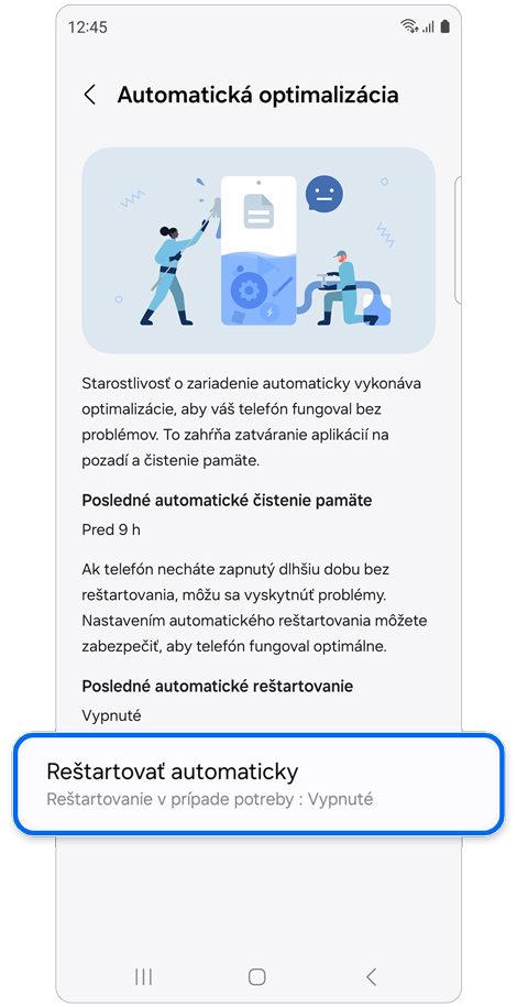 Nastavenia Automatická optimalizácia.