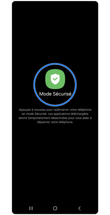 Écran d’activation du mode sécurisé d’un Samsung Galaxy