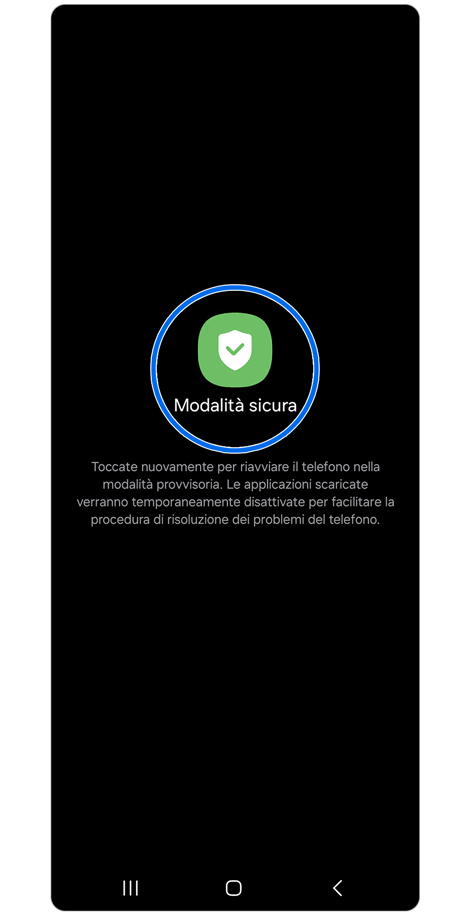 Schermata di avvio in Modalità sicura