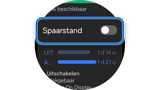 Galaxy Watch Spaarstandfunctie.