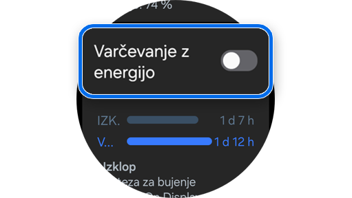 Funkcija varčevanja z energijo na uri Galaxy Watch.
