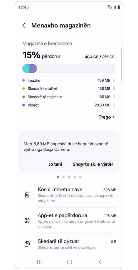 Ekrani i menaxhimit të hapësirës ruajtëse
