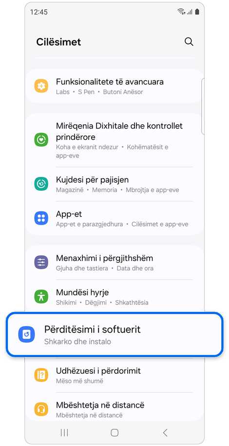 Ekrani kryesor Cilësimet