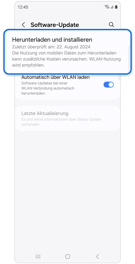 Bildschirm „Software-Update“