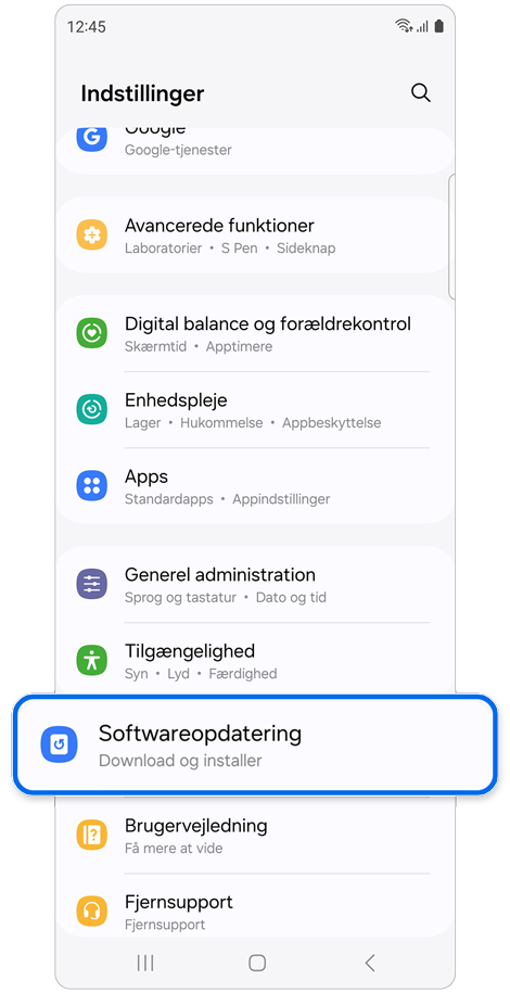 Startskærmenr indstillinger