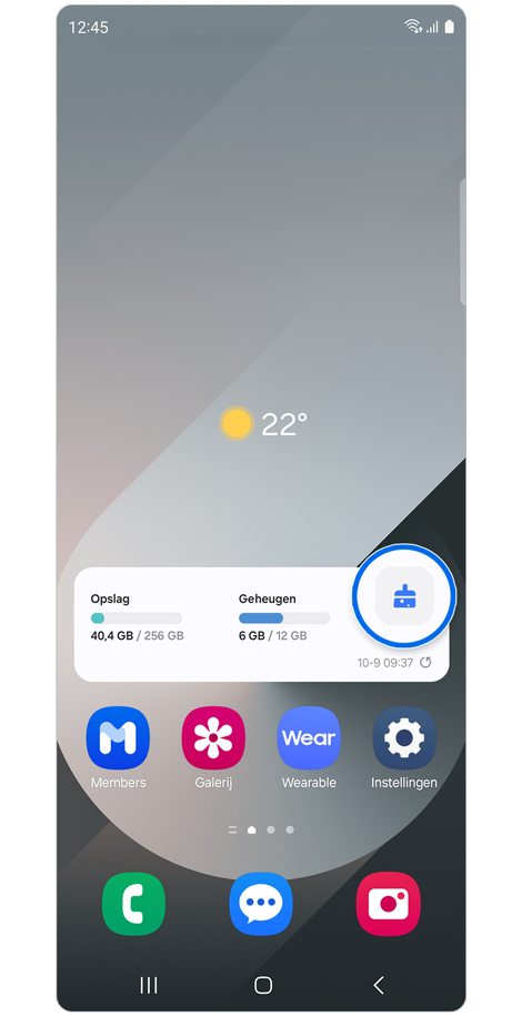 Apparaatonderhoud-widget op het startscherm