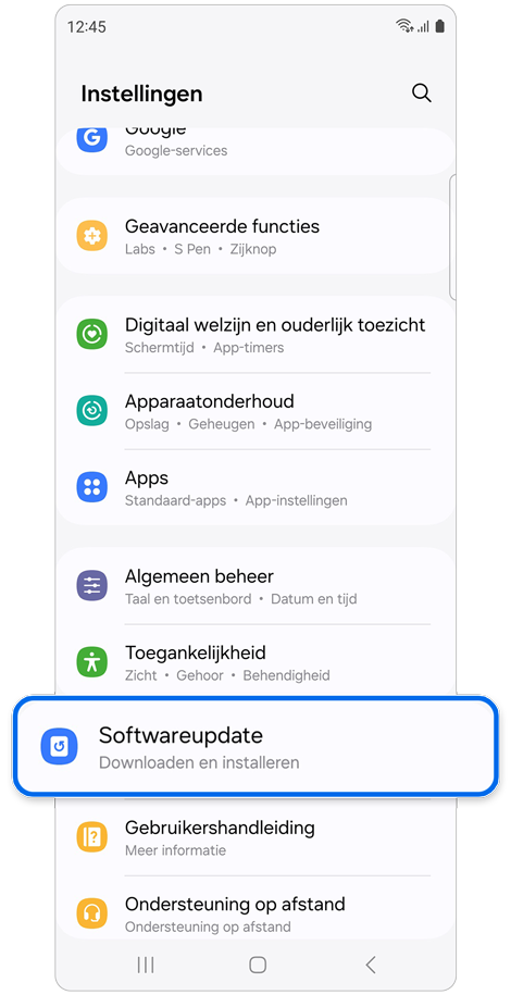 Instellingen startscherm