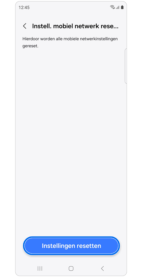 Scherm Instell. mobiel netwerk resetten.