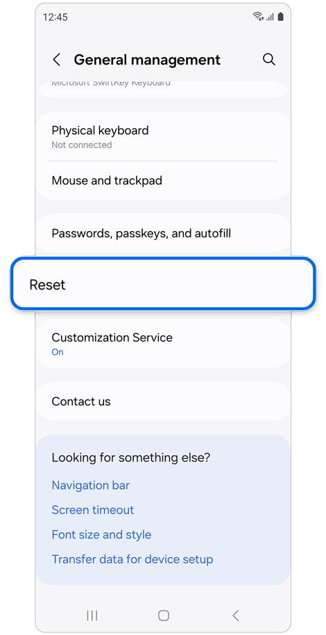 General management settings screen.