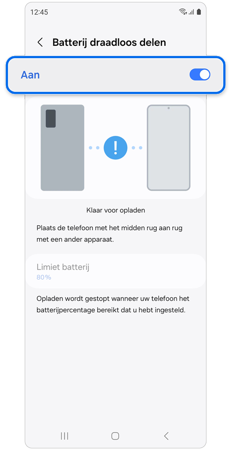 Samsung Batterij draadloos delen functiepagina