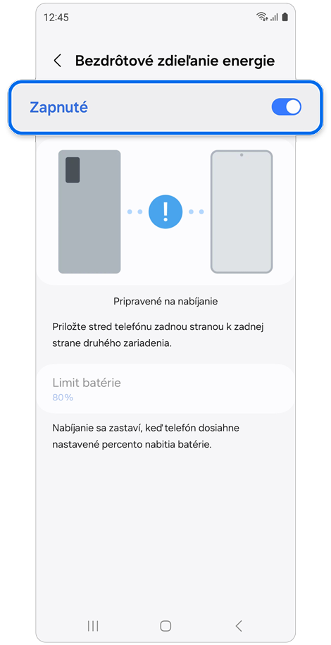 Stránka funkcie Bezdrôtové zdieľanie energie Samsung