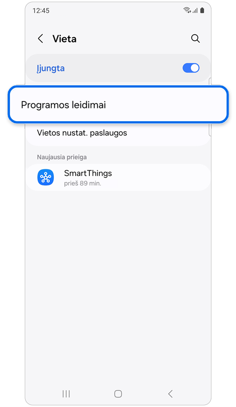 Funkcijos „Vieta“ ekranas