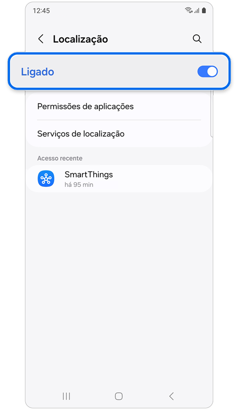 Ecrã da funcionalidade de Localização