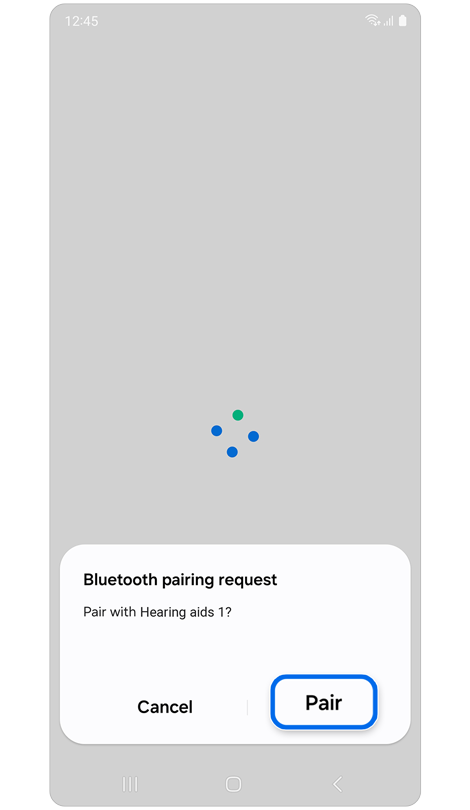 Bluetooth pairing request popup window
