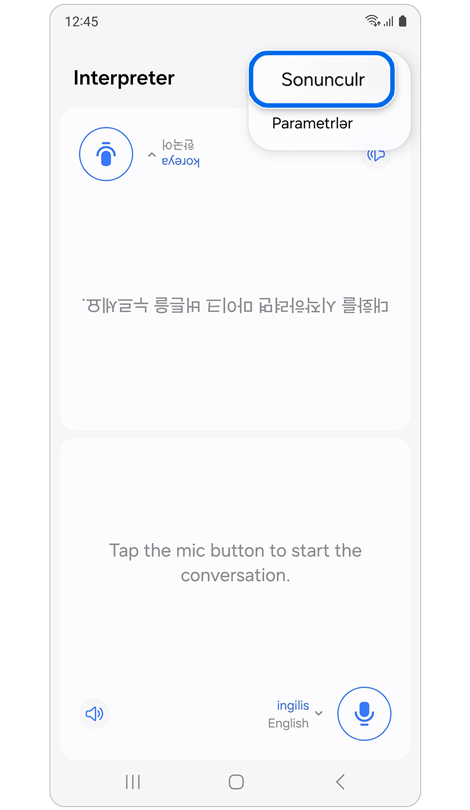 Interpreter tətbiqində daha çox seçim ikonu seçildi