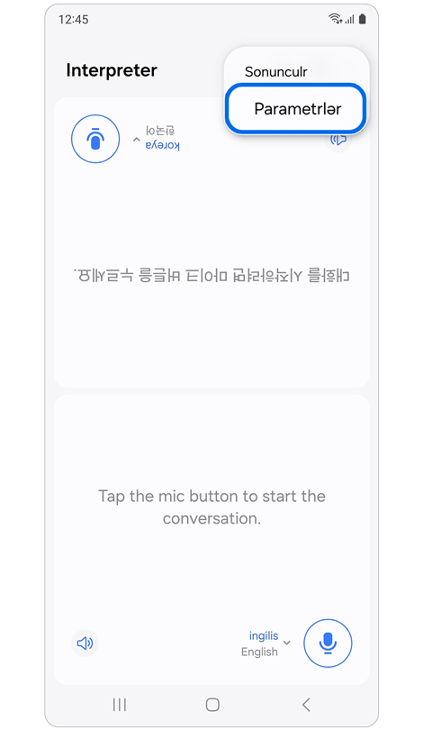 Interpreter-də Sonuncular və Parametrlər seçimləri