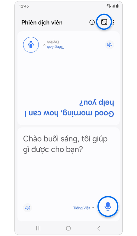 Nửa trên của màn hình đã được lật về phía người nói còn lại