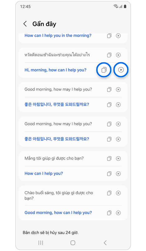 Danh sách các bản dịch gần đây